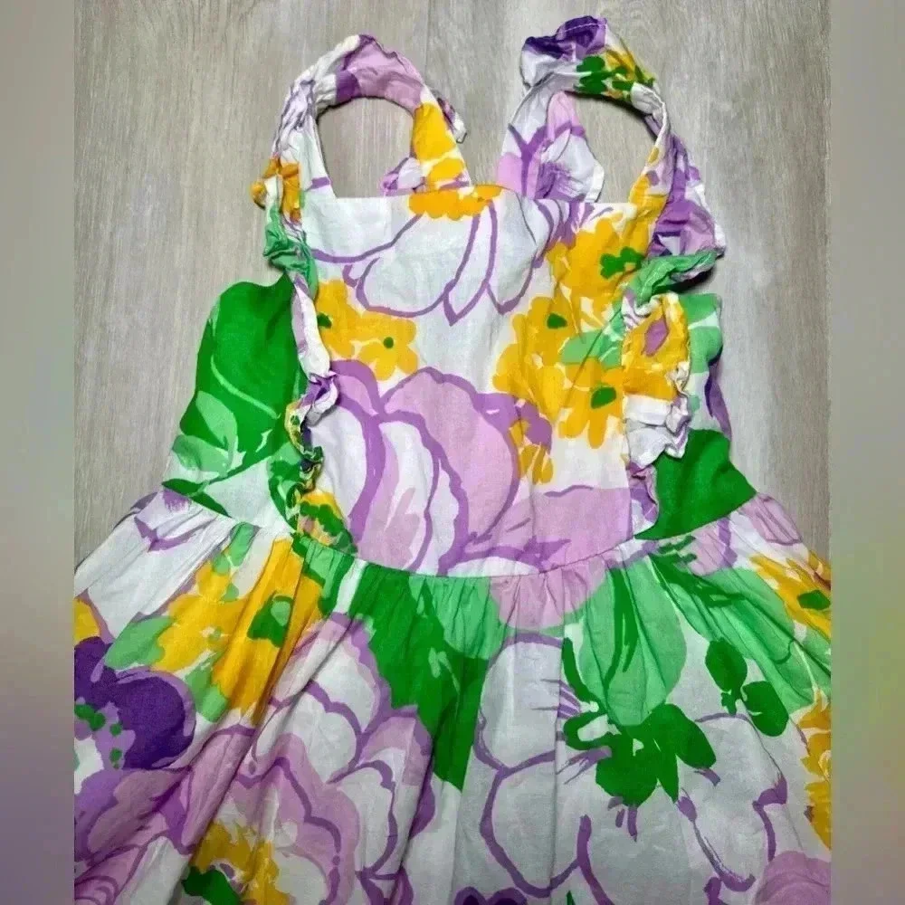 Kids Floral Ruffle Dress Girls Summer Vacation Party Outfit Toddler Child sz 3T - Picture 4 of 6